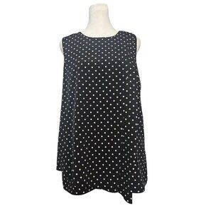 NWT Lauren Ralph Lauren Polka Dot Blouse Women SZ 8 Pleated Retro Classic Preppy